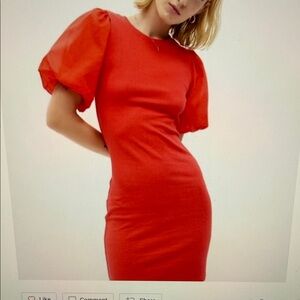 NWT GAP Red Puff-Sleeve Mini Dress